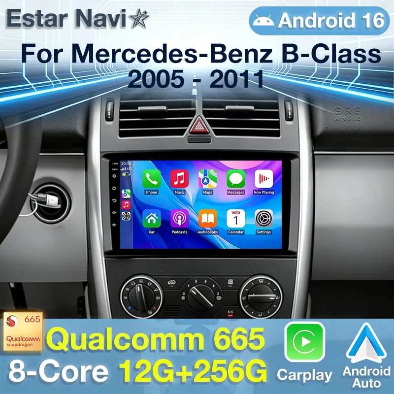 Android 16 CarPlay Multimedia For Mercedes-Benz B-Class T245 2005-2011 Vito3 W447 2014-2020 Vito2 Viano2 2003-2015 W639 Sprinter