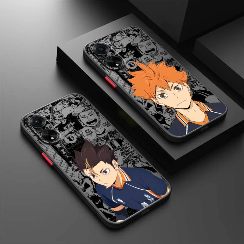 Coque de téléphone de luxe avec Logo Anime Haikyu, étui translucide givré pour OPPO Find X3 X5 Lite A5 A98 A94 A93 A78 A79 A76 A58 A57 5G