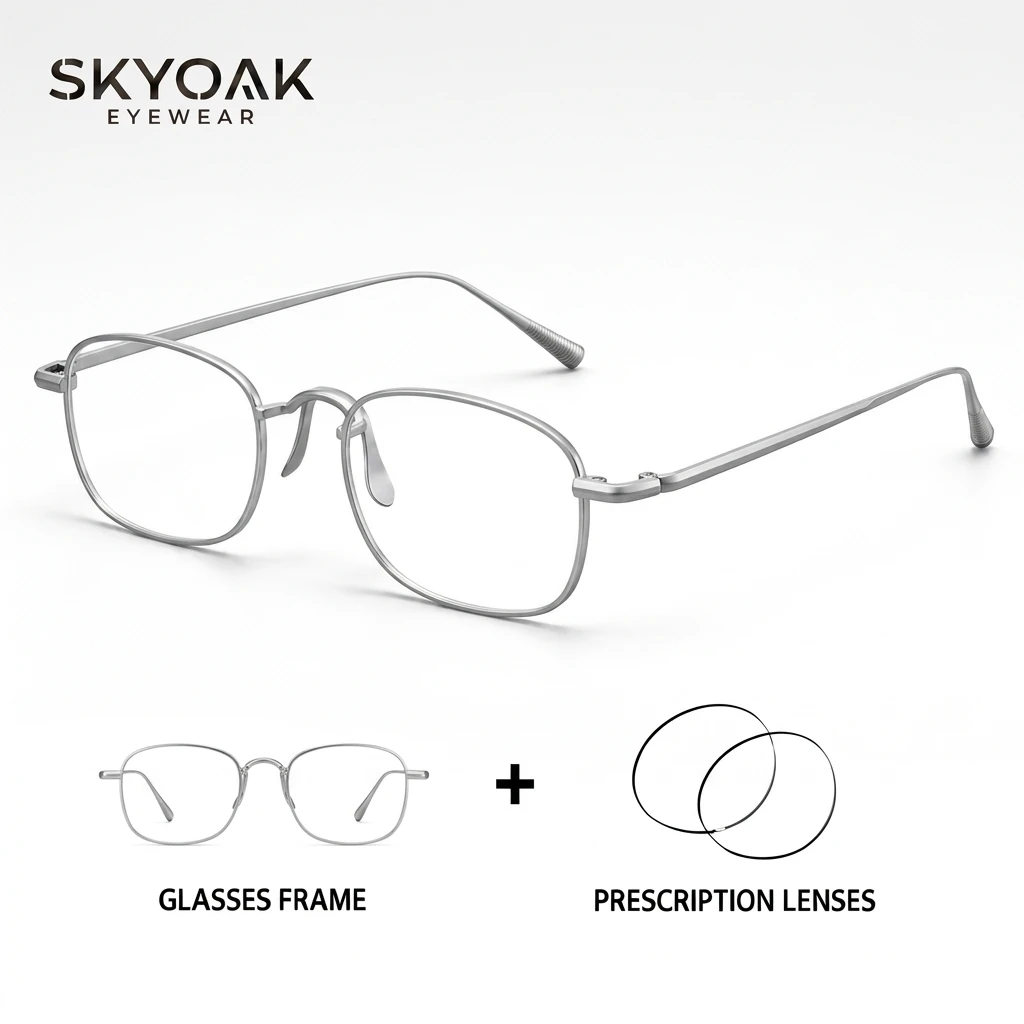 SKYOAK Pure Titanium Optical Glasses Frame for Men Women Lightweight 11g Rounded Rectangle Custom Prescription Eyeglasses