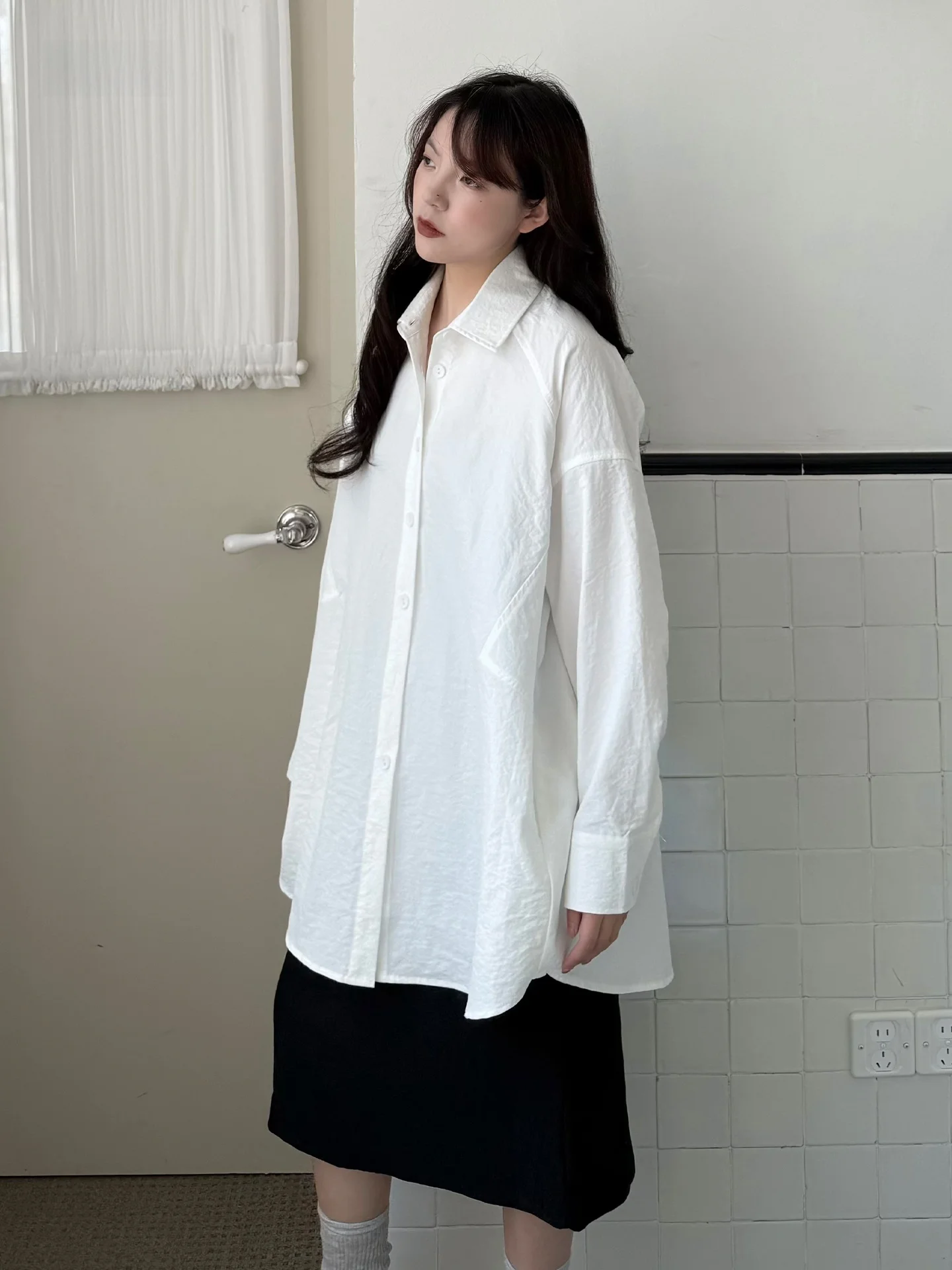 

Land And Mountain Island【Soliloquy】Large Scale Boyfriend Style Shirt Turtle Back Arcane Deconstructed Oversize White Shirt Ja...