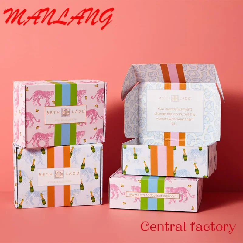 Custom  Custom Mailer Printed Pink Red Apparel Boxes Corrugated Mailer Box Shoes Clothes Box Packaging With Logo