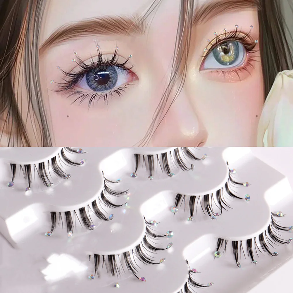 

Diamond Faux Eyelashes Long False Lashes Rhinestones Makeup Extension Supplies Natural Look Lash For Women Girls