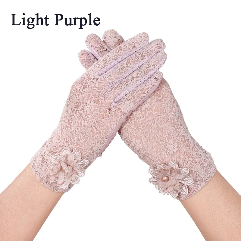 Rimiut Fashion Lace Flower Women Gloves Breathable Wedding or Driving Decor Gloves for Women Female Waiter Gloves Touch Screen