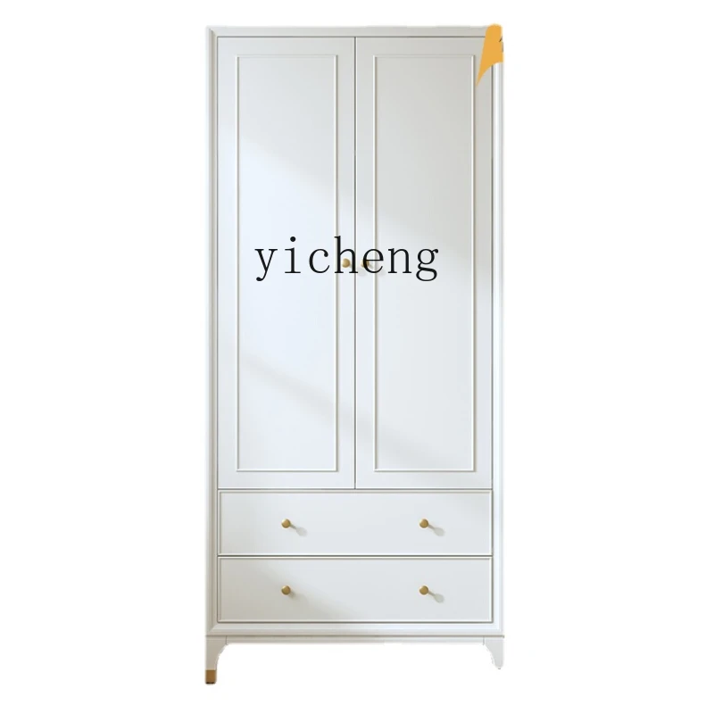 

ZK Solid Wood Two-Door Bedroom White Wardrobe Modern Minimalist Children's Small Apartment Storage Cabinet