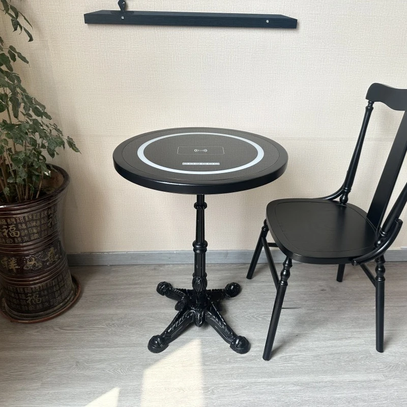 Hotel negotiation with wireless charging Bluetooth stereo all solid wood small round table