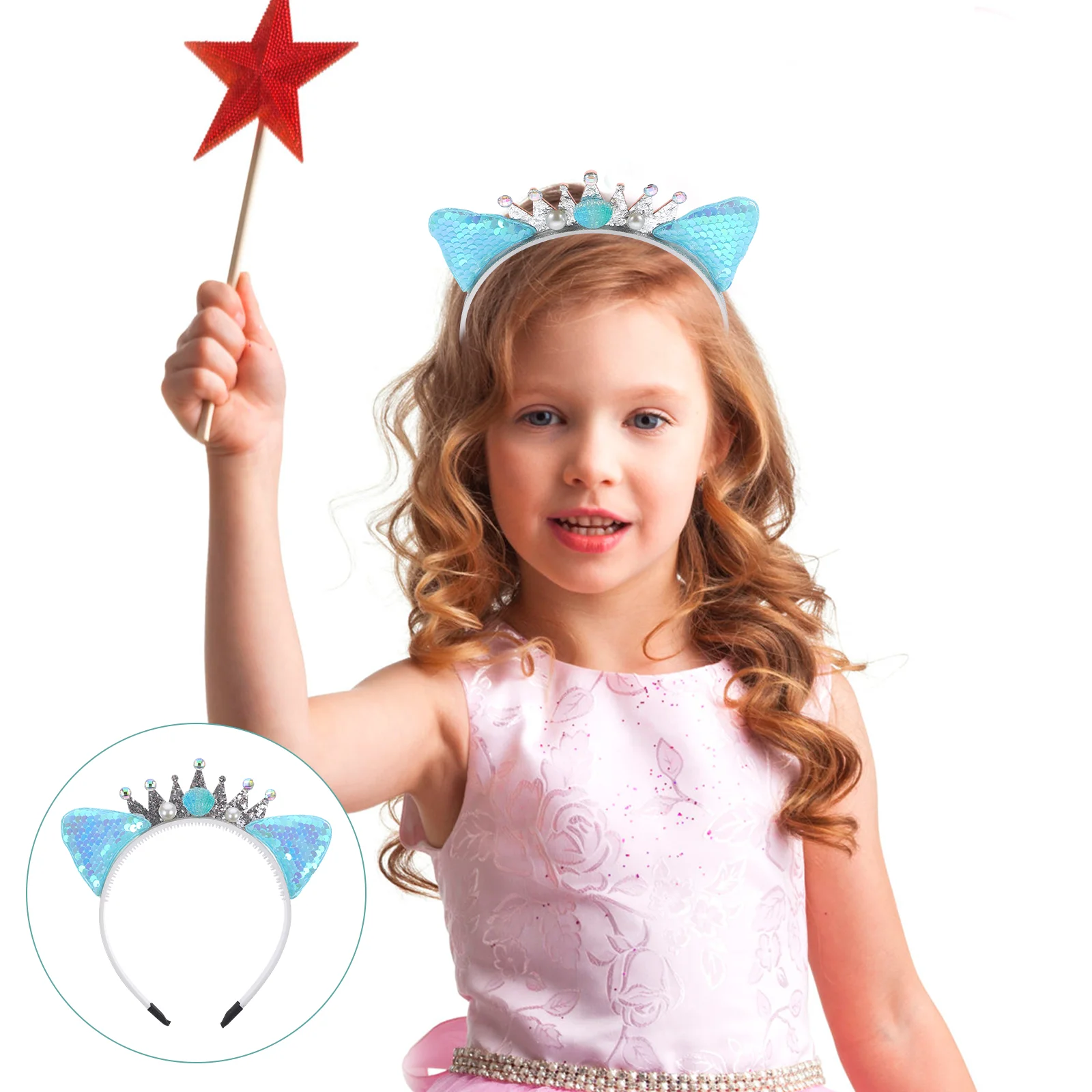 Girls Headbands Cat Ear Sequin Crown Modeling Car Party Headwear Child Kitten Costumes