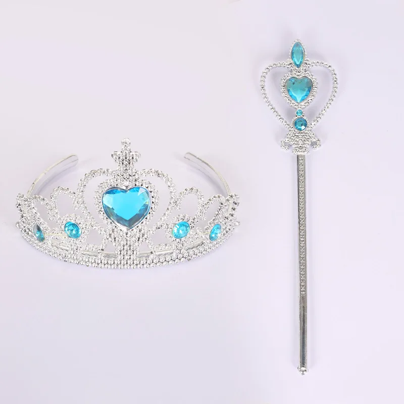 Frozen Elsa Cosplay peluca traje accesorios joyería coronas varitas guantes collares pendientes anillos guante invierno Halloween conjunto