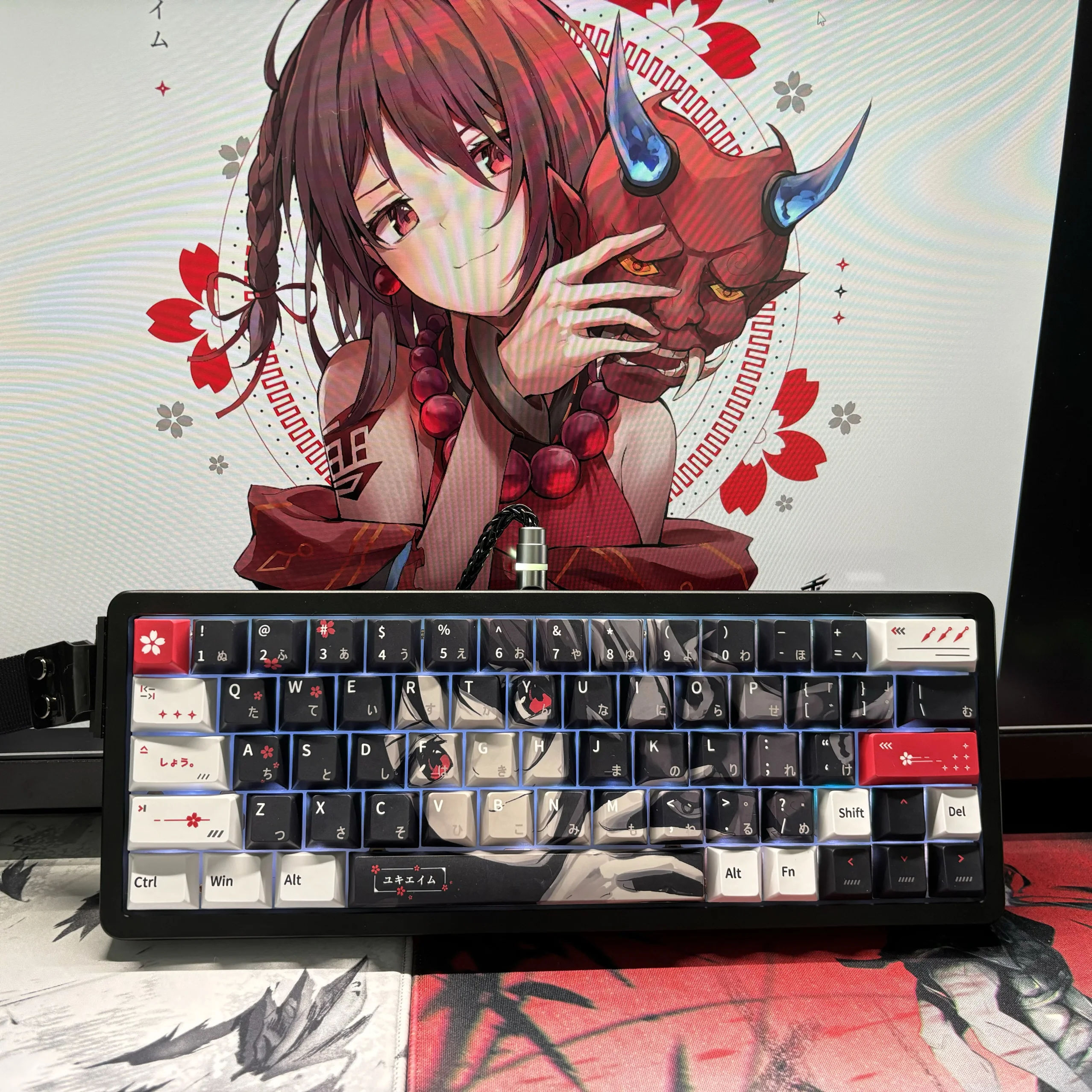

74 Keys Yuki Aim Anime Keycaps Cartoon PBT Keycap Chreey Keycaps Japan Key Cap Dye-sub Mechanical Keyboard Caps for Mad68/ez63