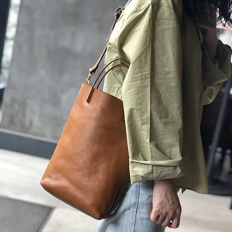 Johnature Simple Genuine Leather Women Bag 2024 New Retro Nature Soft Cowhide Handbag Versatile Composite Bag Shoulder Bags