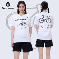 WEST BIKING Unisex 100% Cotton Bicycle Culture Art T-Shirt Funny Cycling Smile Print Team Uniform Short Sleeve Bike Shirt S-3XL