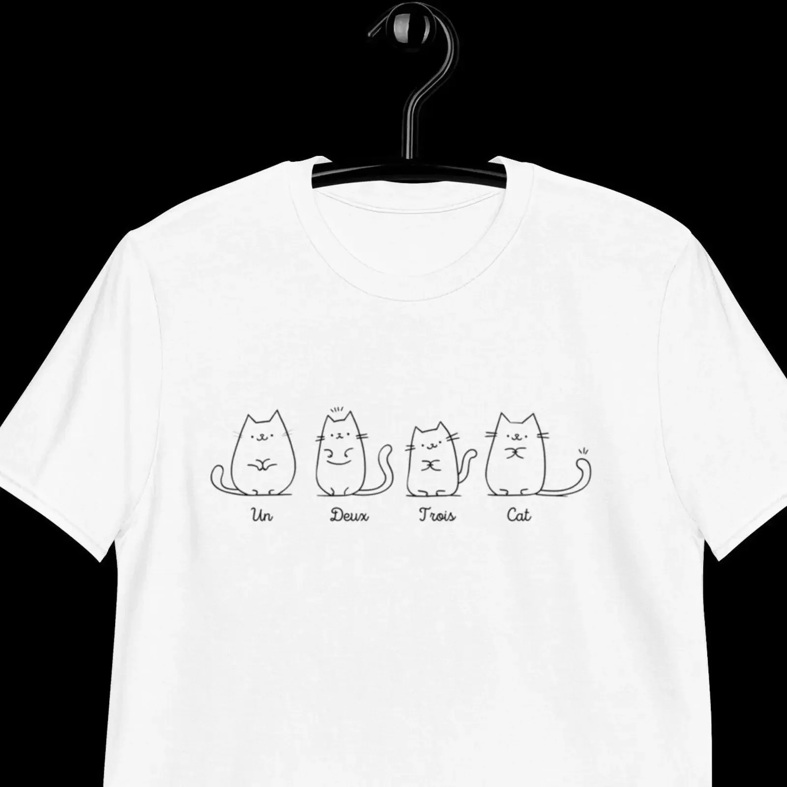 Un deux trois cat T Shirt Funny cute for mom lover gift idea her girlfriend wife vintage Washed Stretched Top For Everyday Wear
