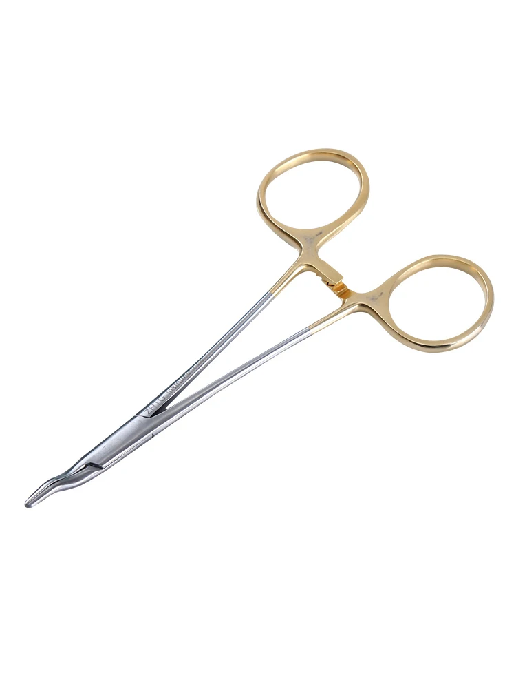 Golden Handle Nose Needle Holding Pliers Needle Clipping Device Nose Plastic Instrument Stainless Steel 12.5cm Needle Holder