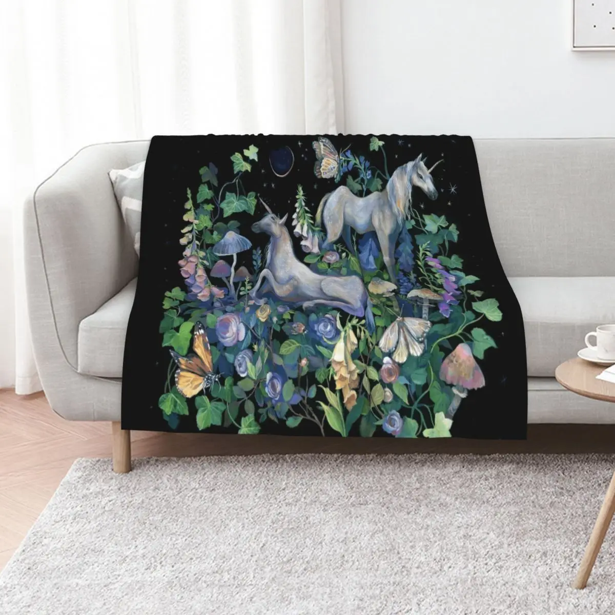 Unicorn Magical Garden Throw Blanket Soft Cozy Blanket for Pet Kids Adults