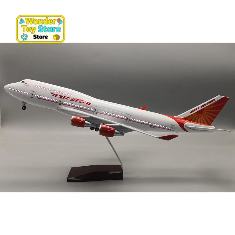 

Air India Boeing 747 Airplane Model With LED Lights And Wheels Static Simulation Desktop Ornament For Aviation Enthusiasts