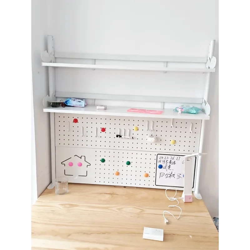 Adjustable Desktop Storage Rack with Pegboard, Clip-On Table Shelf Desk Bookshelf Organizer for Study Office Bedroom 60/80/100cm