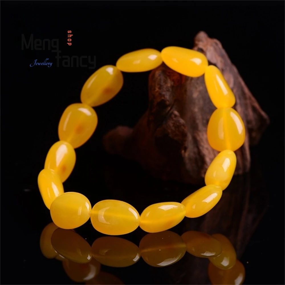 

Amber Figurine Bracelet, Chicken Oil Yellow Old Honey Rough Stone Bracelet Men's And Women's Amber Figurine Single Loop Bracelet