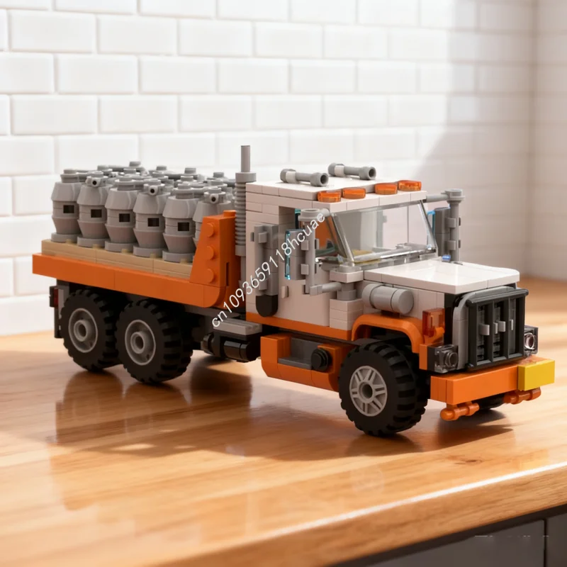 414 قطعة MOC بروك شاحنة مسطحة مدينة Cargoed نموذج اللبنات لتقوم بها بنفسك ألعاب إبداعية التعليم الطوب الاطفال هدية الكريسماس عيد ميلاد #1