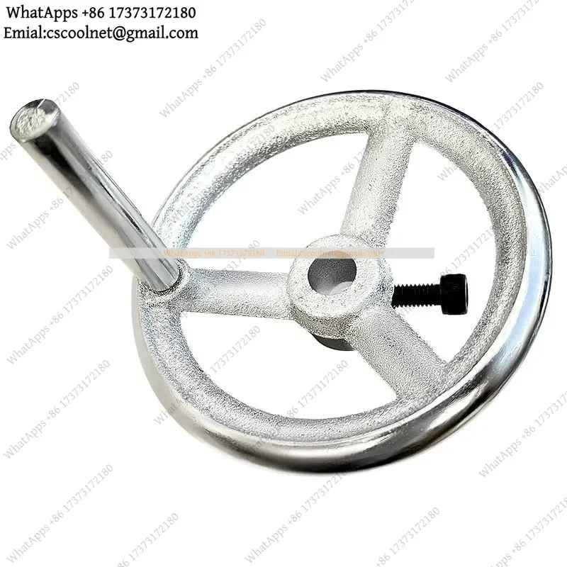 Cast Iron Handwheel Round Through Hole with Top Wire Hole Side Locking Chrome Plated Industrial Machine Tool Handle Rotating