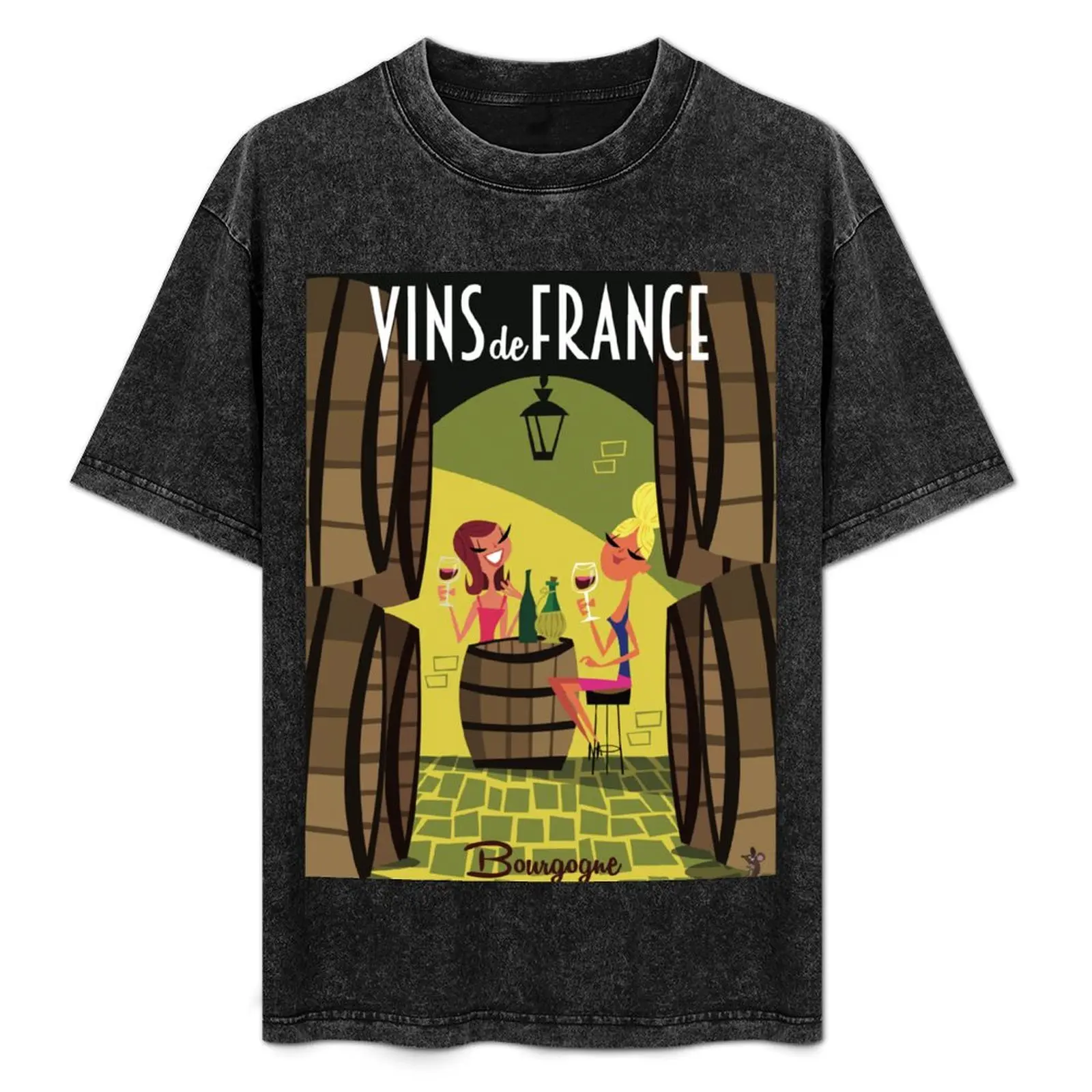 Camiseta con estampado de Vins de France Bourgogne, camiseta de manga corta para trabajo diario