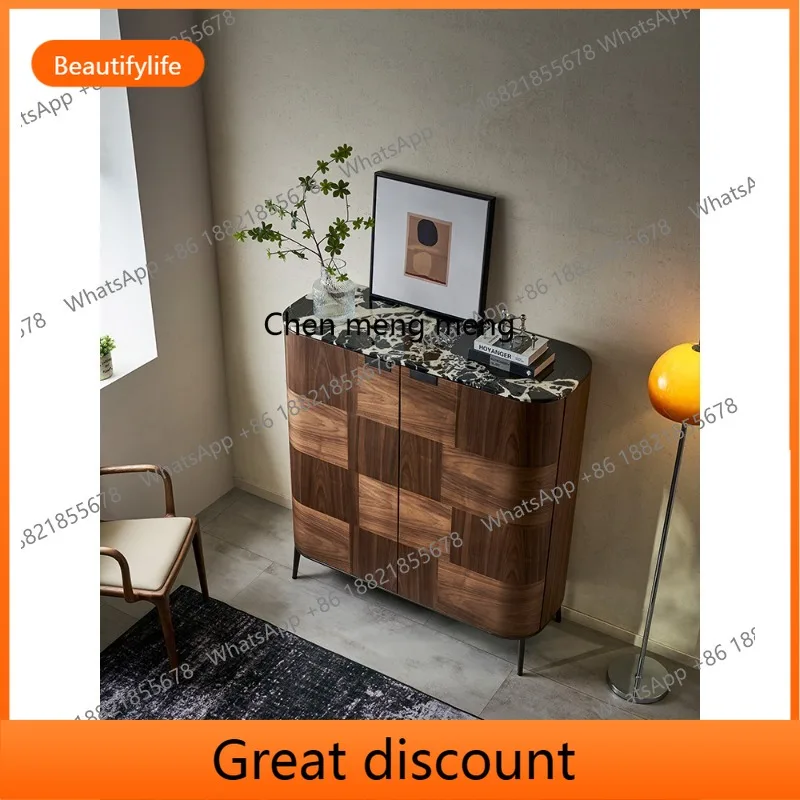 

M53 Italian walnut dining side cabinet Nordic living room light luxury solid wood wine cabinet Storage storage cabinet