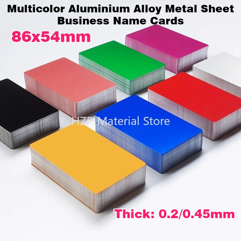 Multicolor Aluminium Alloy Metal Sheet Business Name Cards Thick 0.2/0.5mm Testing Material for Marking Machine 86x54mm