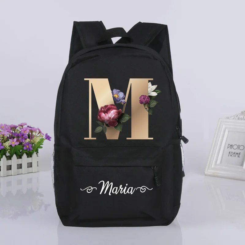 Personalized Letters Girls School Bags Customized Name Print Backpack Kindergarten Children Schoolbag Teenage Kids Daypack Gifts