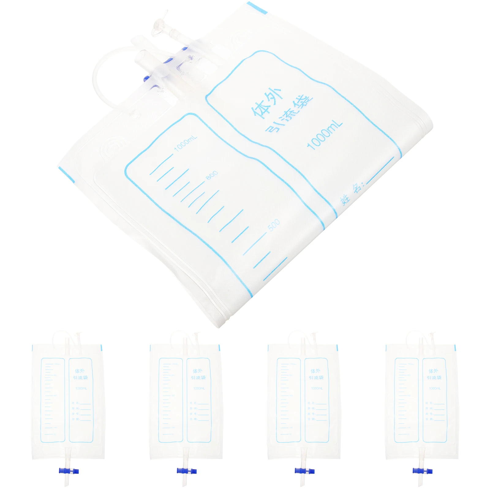 

5Pcs Urine Collection Bags Kit Reusable Leak-Proof Urinal Pouch for Male Female Senior Patients Portable Catheterized Urine