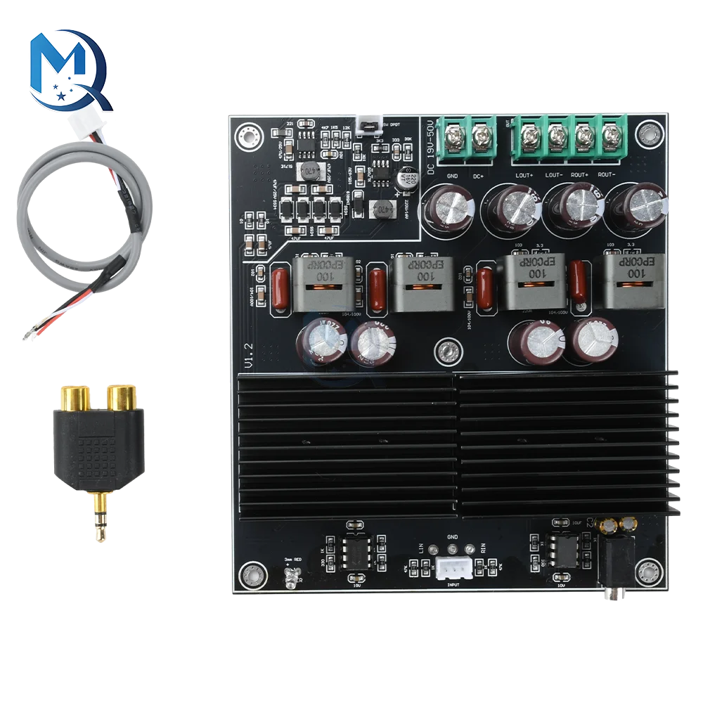 

DC 19-50V Stereo Dual Channel Amplifier Board 600W+600W Hifi Dual Core Tpa3255 Amplifier Module