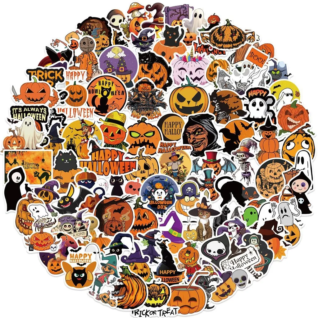 100PCS Halloween Pumpkin Decorative Graffiti Stickers - Waterproof for Phone Cases Skateboards & Luggage RecordingYourLife Store