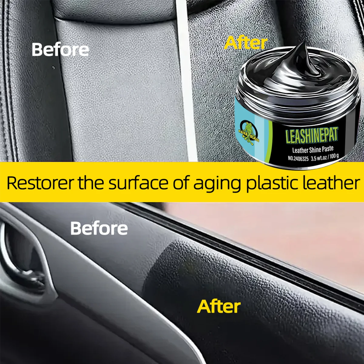 Kunststoff-Leder-Restaurator, zurück zu schwarz, glänzender Innenraum, Leder-Erneuerung, Wachs-Beschichtungsmittel, Auto-Politur, Reparatur-Beschichtung RG325