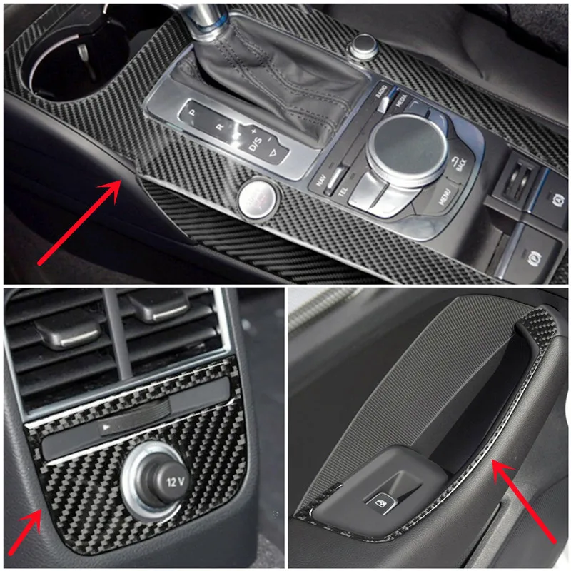 

Carbon Fiber Car Stickers Decals For Audi A3 8V Interior Modification Decorative Covers Trim Strips Car Inner Accessories