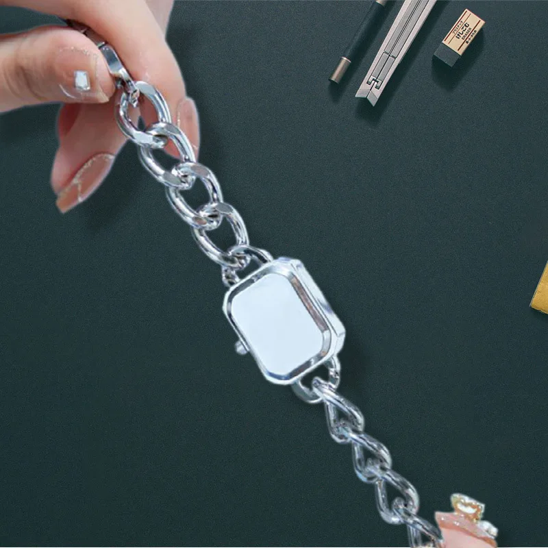 

Минималистичный ремешок-цепочка с квадратным циферблатом, высококачественные винтажные кварцевые часы для женщин, элегантные наручные часы-браслет Relogio Feminino