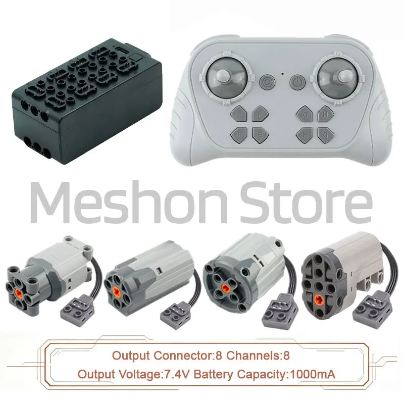 Power Functions Motor Servos M L XL Box Series 1000mAh 8Way Remote APP Control Kit Building Blocks For Car Modify MOC Toy Gift