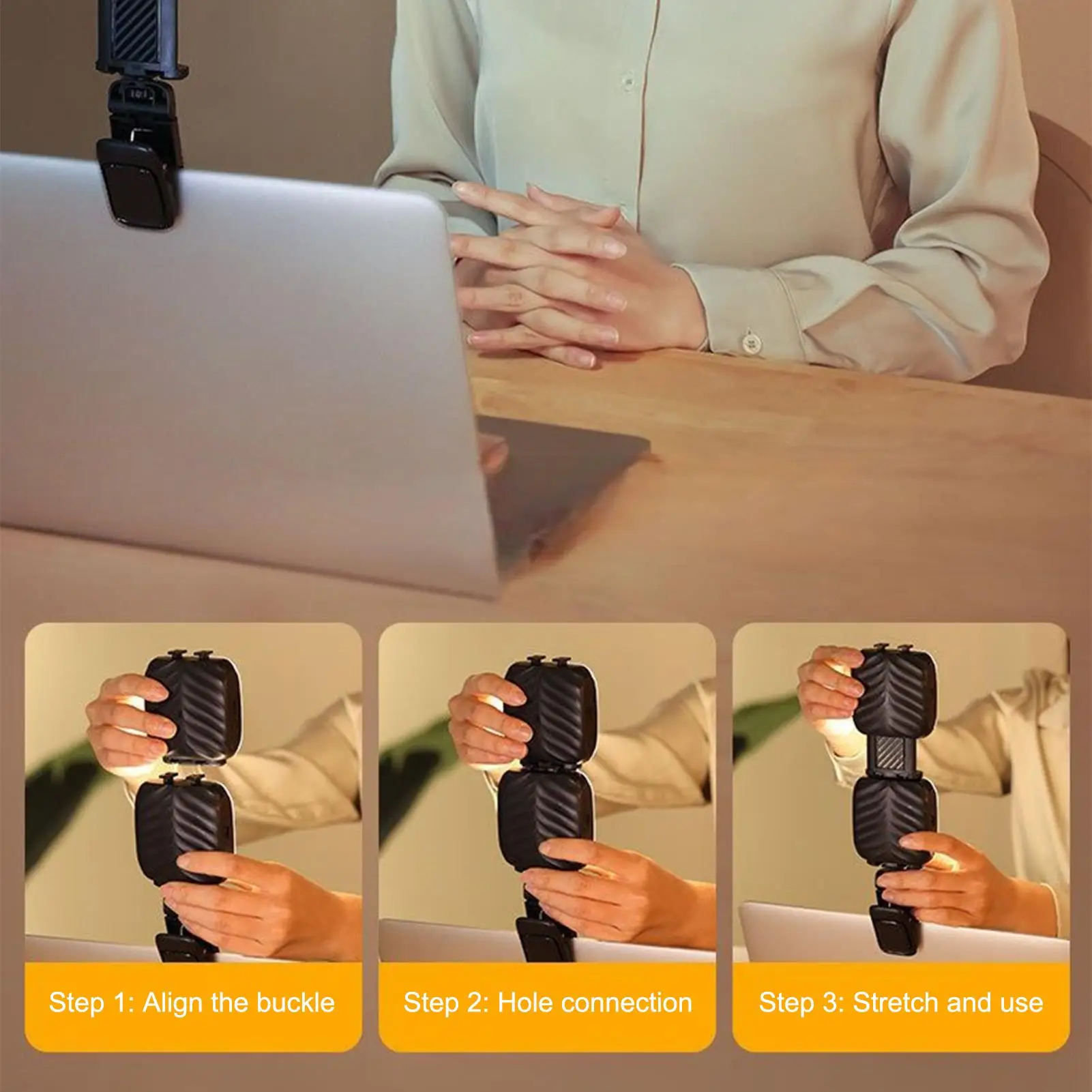 Selfie Light Tripod Light With 3-Color Lighting And RGB Mode Rechargeable Clip On Lamp For Travel Conference Video Recording