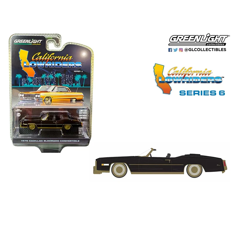 Greenlight 1:64 1976 Eldorado Convertible Black Gold 63070F Series Diecast Model Alloy Car Child Christmas Gift