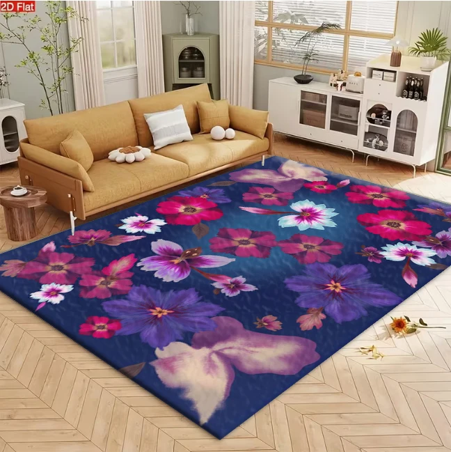 Vibrant Mixed Floral Art Print Carpet Flooring Decorative Household Floor Rug Stylish Mat for Indoor Home Space