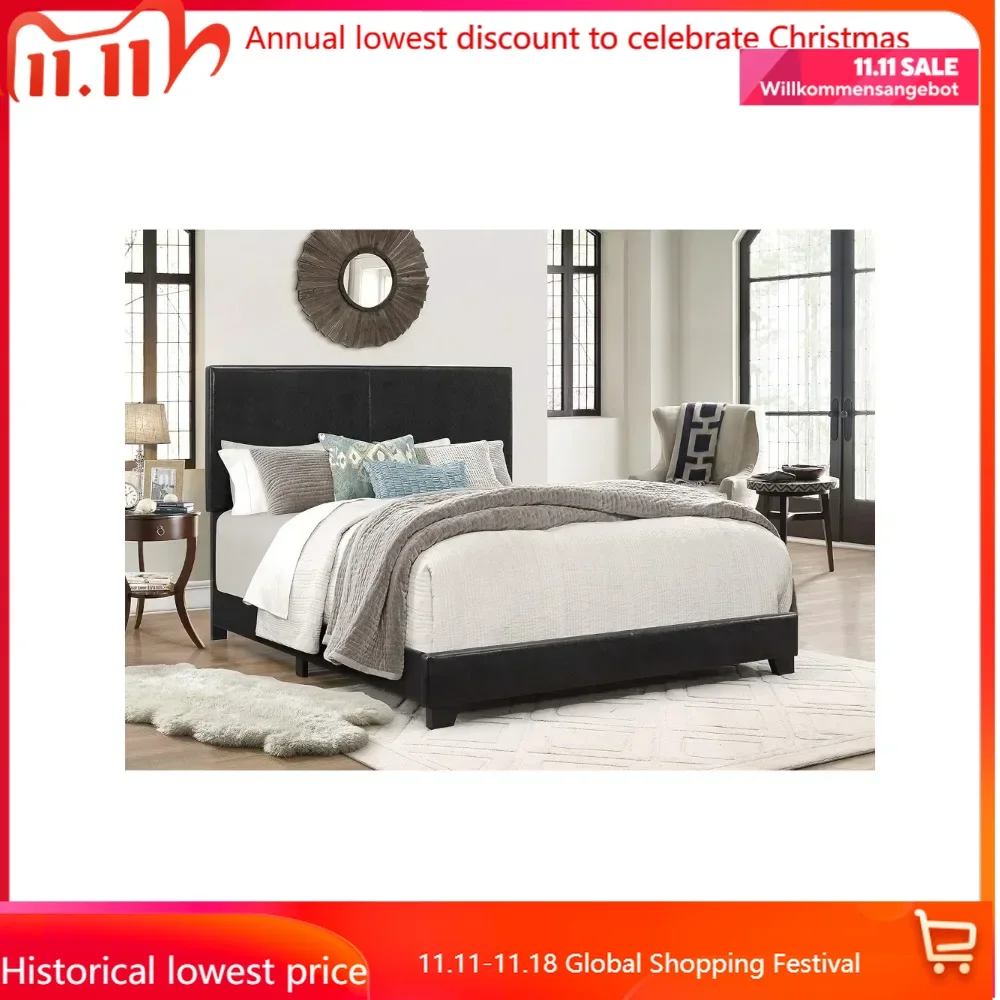 

Erin Upholstered Panel Bed in Black, Queen bedroom furniture beds frame queen twin beds frame