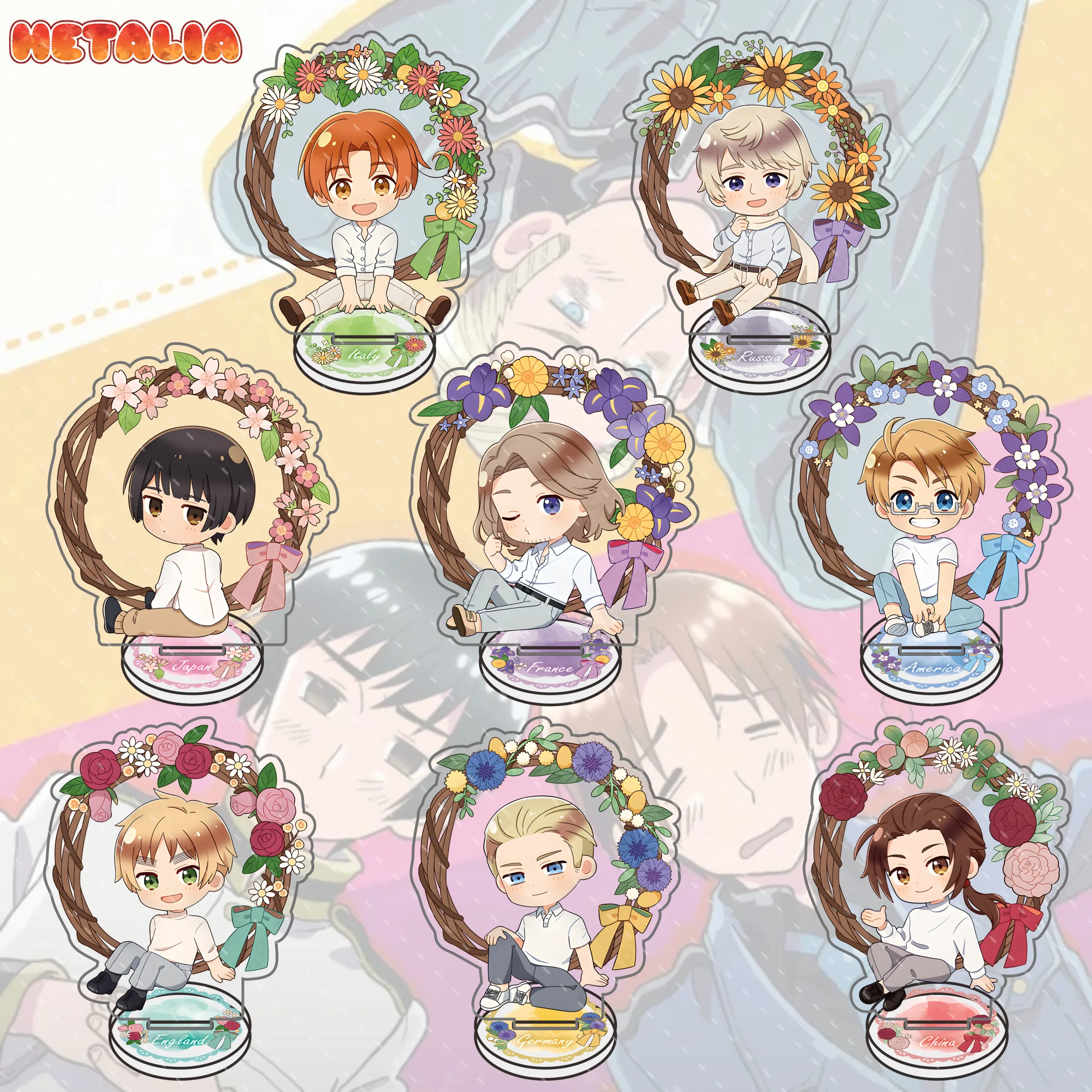 Hetalia: نجوم العالم أنيمي 10 سنتيمتر الاكريليك لطيف شخصية ألفريد فيليسيانو لودفيغ كيكو آرثر إيفان فرانسيس ياو الدائمة نموذج هدية #1