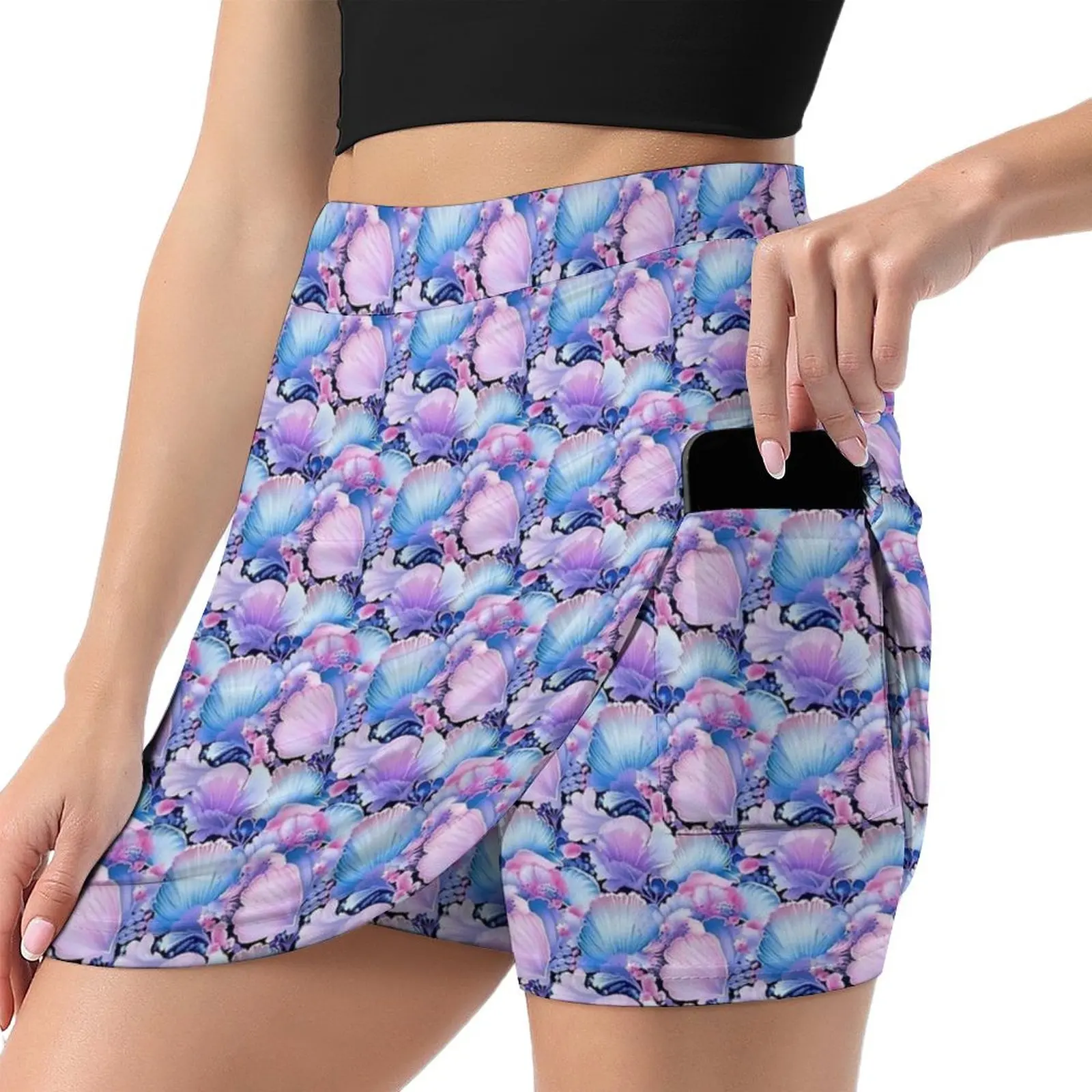 Purple Sea Shells Print Skirt  Y2K Casual Skirts Female Modern Mini Skirt Custom Short Bottoms Birthday Present