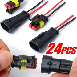 2P Car Waterproof Connector 2-pin Auto Motorcycle Scooter Marine Waterproof Male Female Electrical Connector Plugs with Wire