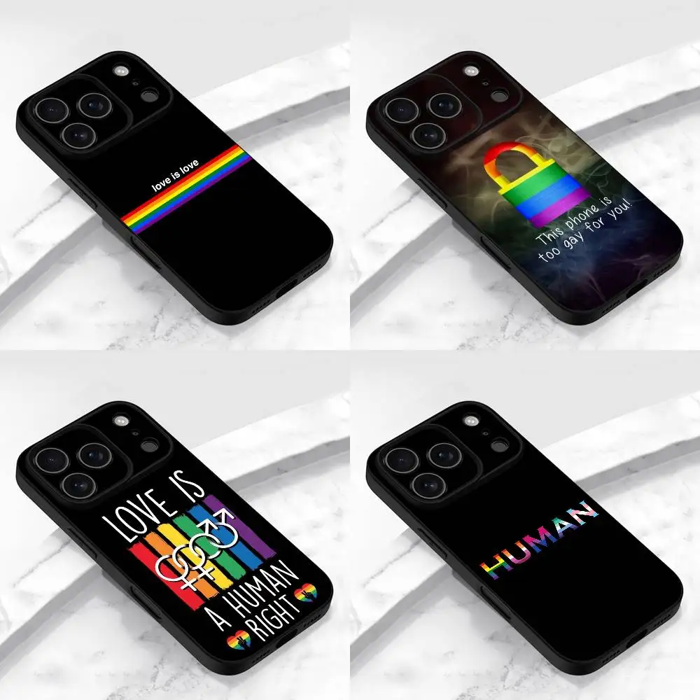 

Lesbian LGBT Rainbow Phone Case For iPhone 17,16,15,14,13,12,11,Pro,Max,Plus,E,Air,Mini Protective Black Cover