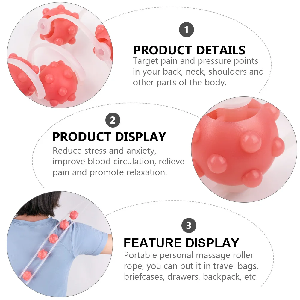 قطعة واحدة من حبل تدليك الظهر أداة علاج بلاستيكية لتخفيف آلام العضلات والكتف والرقبة والدورة الدموية وتقليل التوتر باللون الوردي #4
