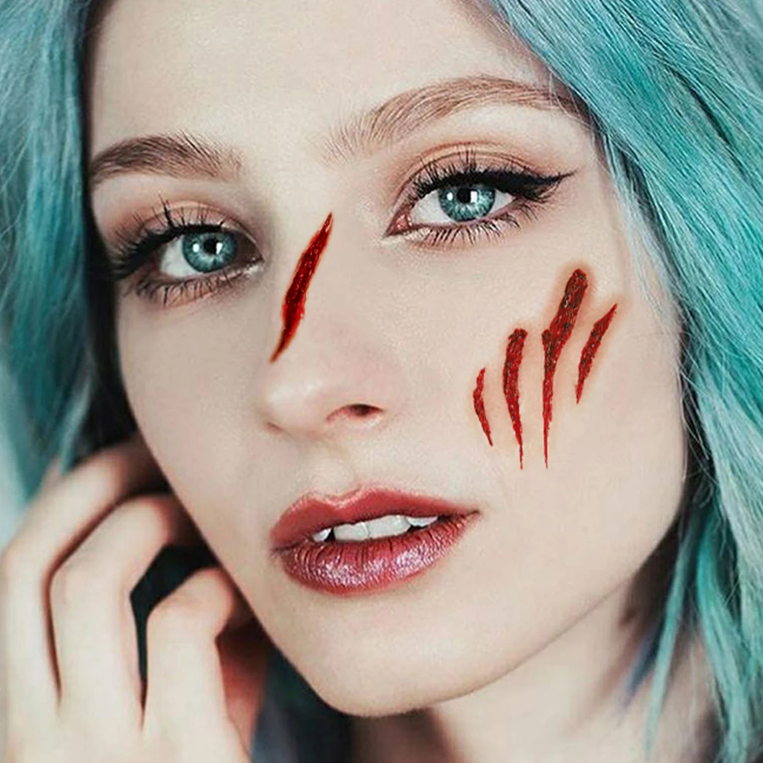 مجموعة ملصقات وشم مؤقتة مكونة من 10 قطع، تصميمات واقعية للجروح والندبات، مقاومة للماء، وشم فني لحفلات الهالوين للجسم والذراع #5