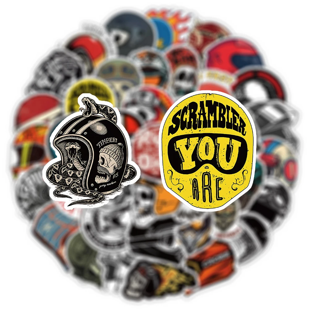 

10/30/50pcs Cool Gothic Cartoon Skull Helmet Stickers Waterproof DIY Skateboard Car Luggage Phone Graffiti Decals Decoration