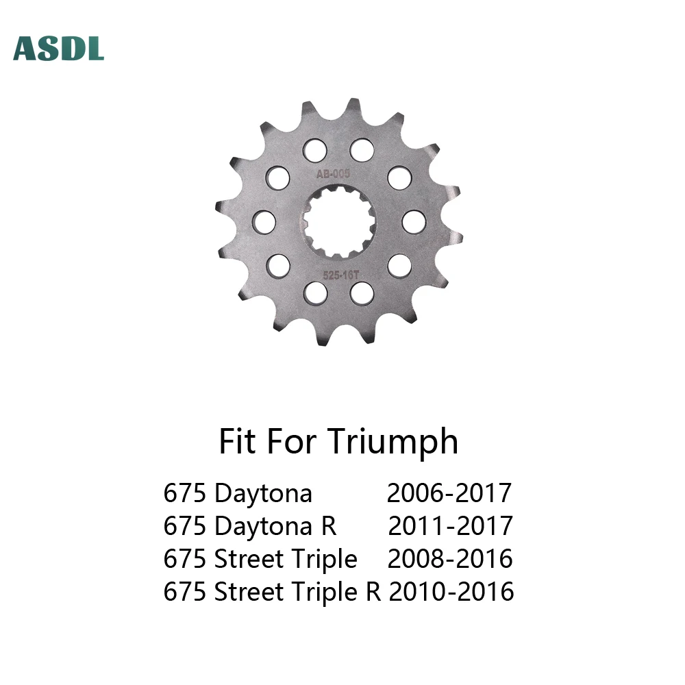 525 47T 16T 15T Motorcycle Front and Rear Sprocket for Triumph 675 Daytona 2006-2017 675 Street Triple 2008-2016 765 Street 2023 4