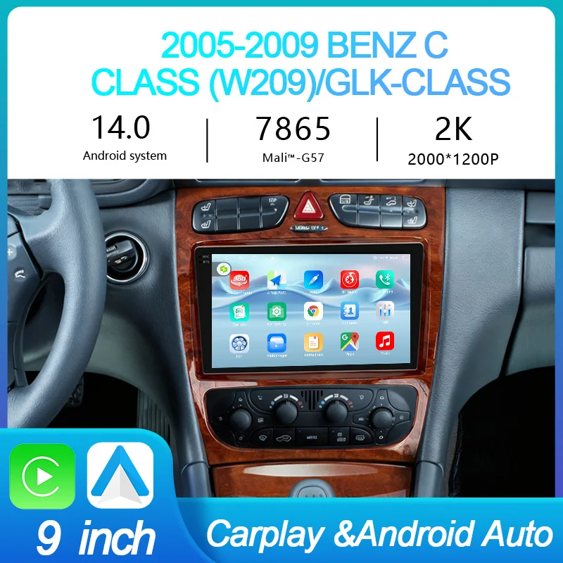 

MeiHua For Benz C Class W209 Glk Class C209 2005-2009 Android 14 Car Radio Multimedia Video Player CarPlay Auto GPS Head Unit