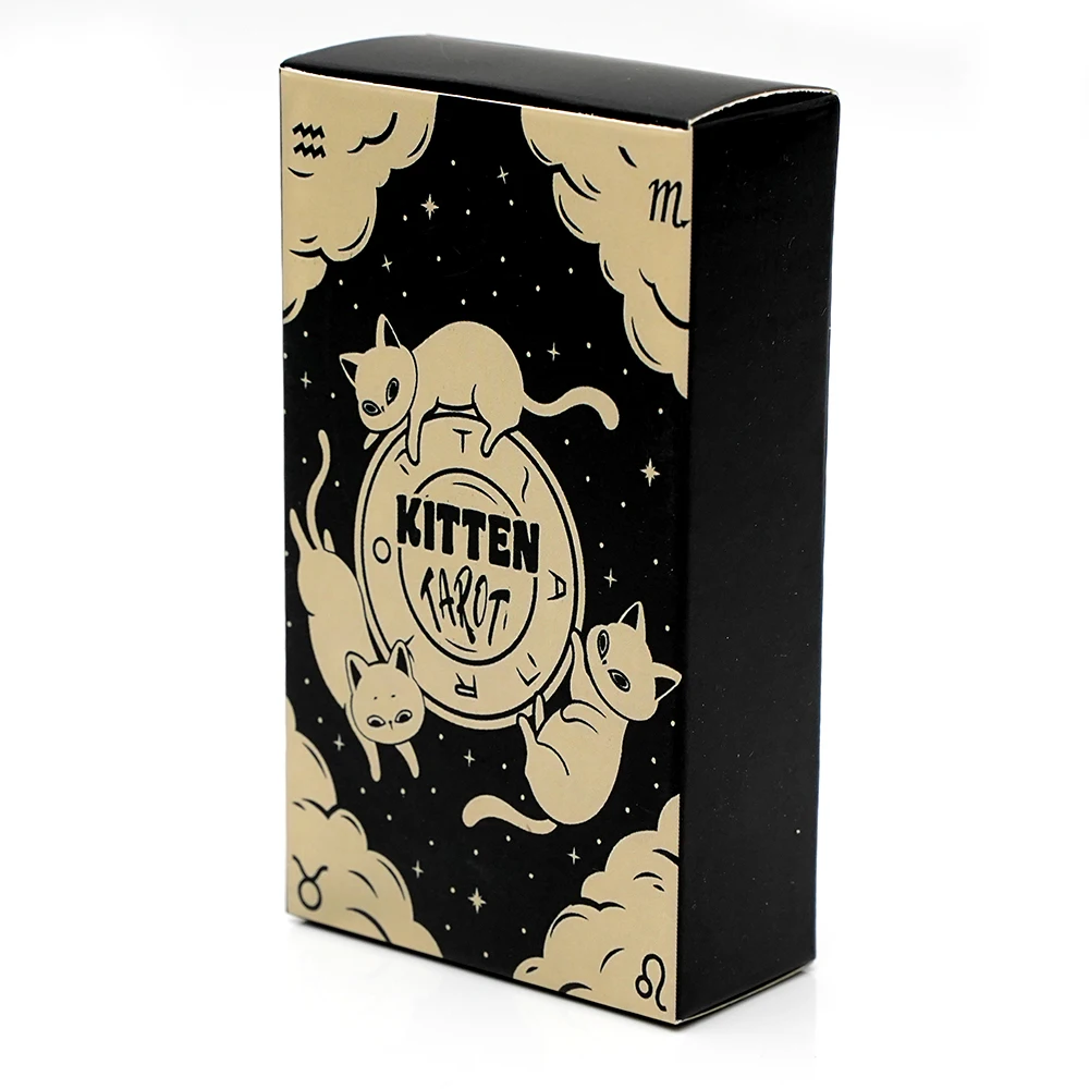 Newest Kitten Tarot Deck 78Pcs Cards Cute Black and White For Beginners Version Mysterious Board Game Fun Fortune telling Kit