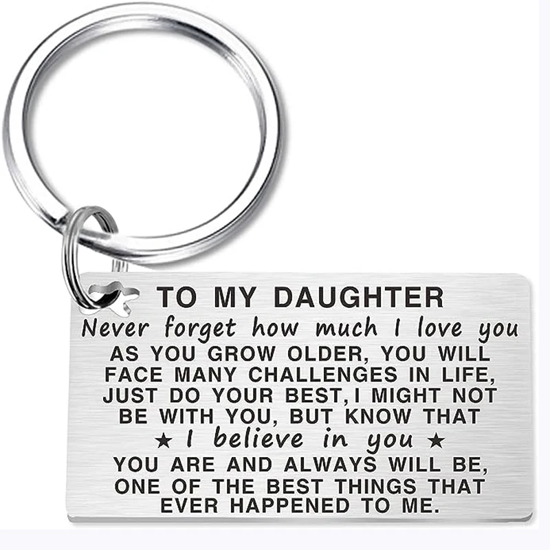 Inspirational Gifts for Daughter Keychain, Birthday Graduation Christmas Gift for Daughter, Never Forget How Much I Love You