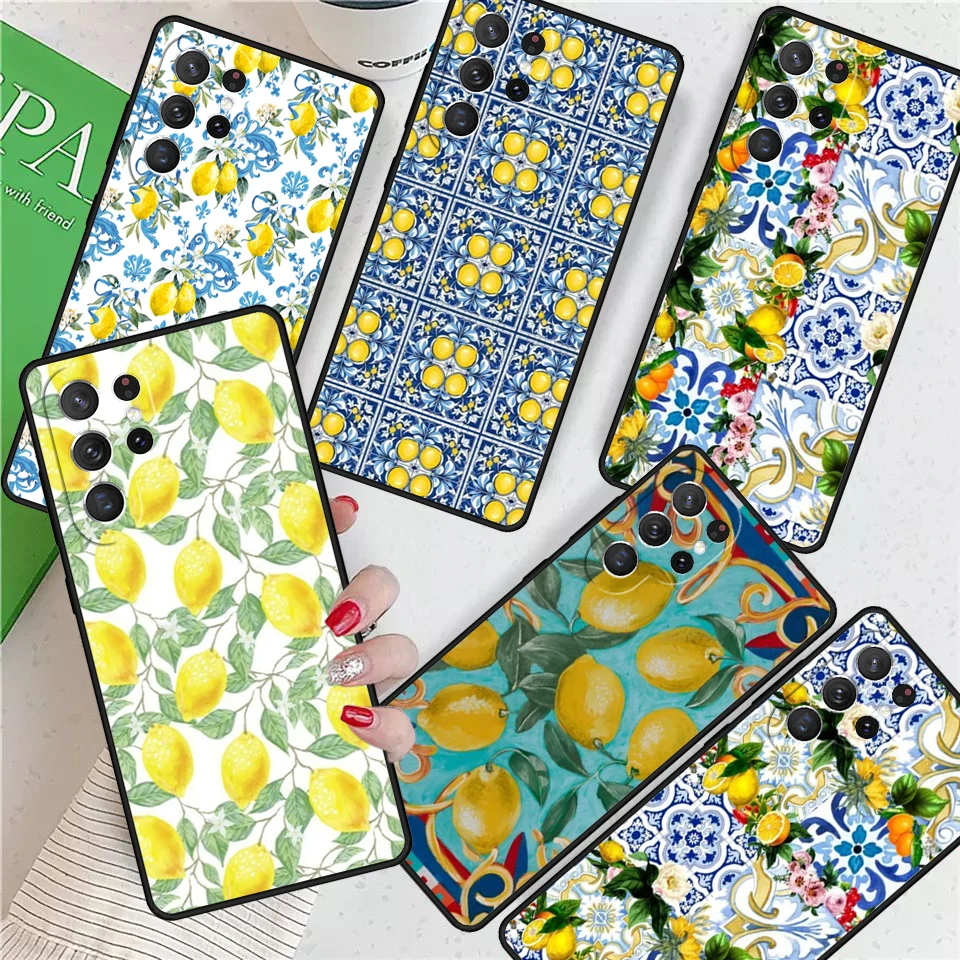 Mediterranean Lemon For Samsung Galaxy S24 Ultra S21 S22 S8 S9 S10E Note 10 20 Plus FE S23 Phone case Cover Coque