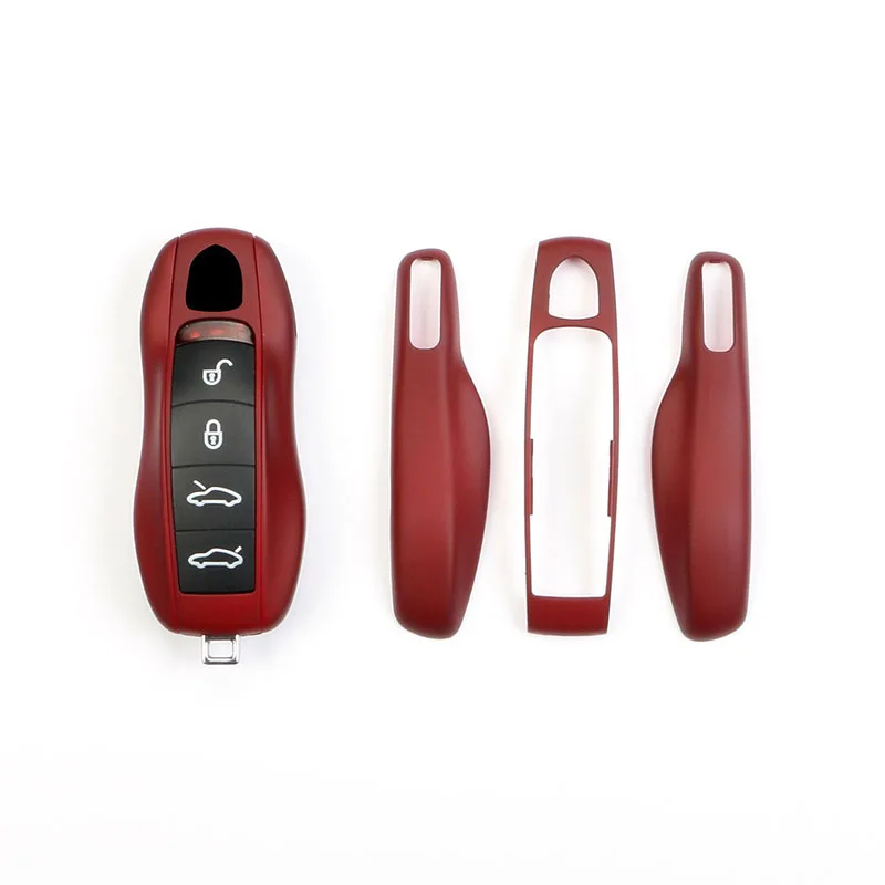 Bordeaux Red Car Key Fob Shell Cover For Porsche Panamera Cayenne Macan 911 718 Boxster Cayman Key Case Replacement 3Pcs/set